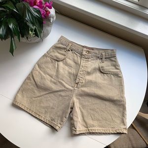 Vintage Long Khaki Denim Shorts